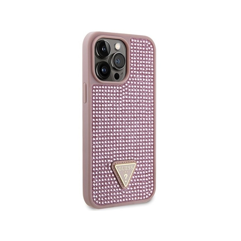 Guess Rhinestone Triangle case for iPhone 14 Pro Max - pink|mobilo.lv