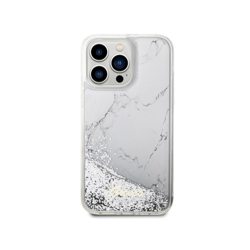 Guess GUHCP14XLCSGSGH iPhone 14 Pro Max 6.7" white/white hardcase Liquid Glitter Marble|mobilo.lv