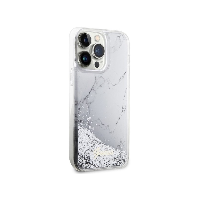 Guess GUHCP14XLCSGSGH iPhone 14 Pro Max 6.7" white/white hardcase Liquid Glitter Marble|mobilo.lv