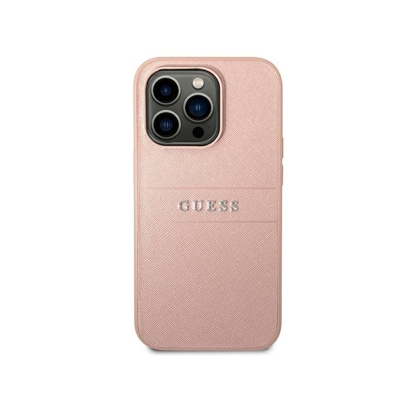Guess GUHCP14XPSASBPI iPhone 14 Pro Max 6,7" różowy/pink Saffiano Strap|mobilo.lv
