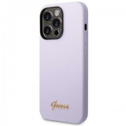 Guess GUHCP14XSLSMU iPhone 14 Pro Max 6.7" purple/purple hard case Silicone Vintage Gold Logo|mobilo.lv