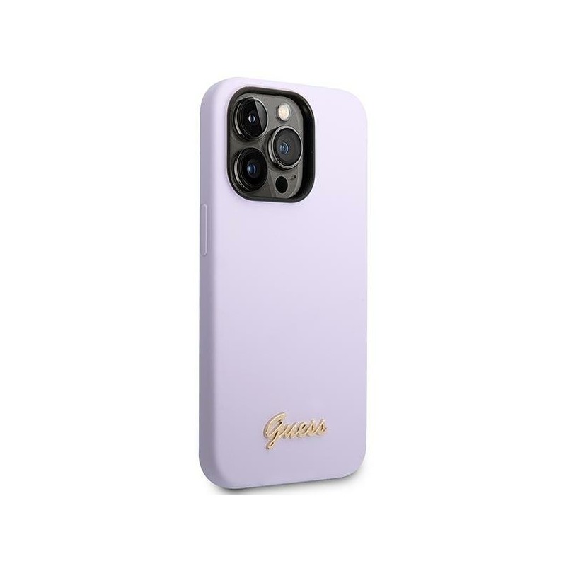 Guess GUHCP14XSLSMU iPhone 14 Pro Max 6.7" purple/purple hard case Silicone Vintage Gold Logo|mobilo.lv