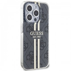 Guess IML 4G Gold Stripe case for iPhone 15 Pro - black|mobilo.lv