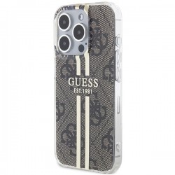 Guess IML 4G Gold Stripe case for iPhone 15 Pro - brown|mobilo.lv