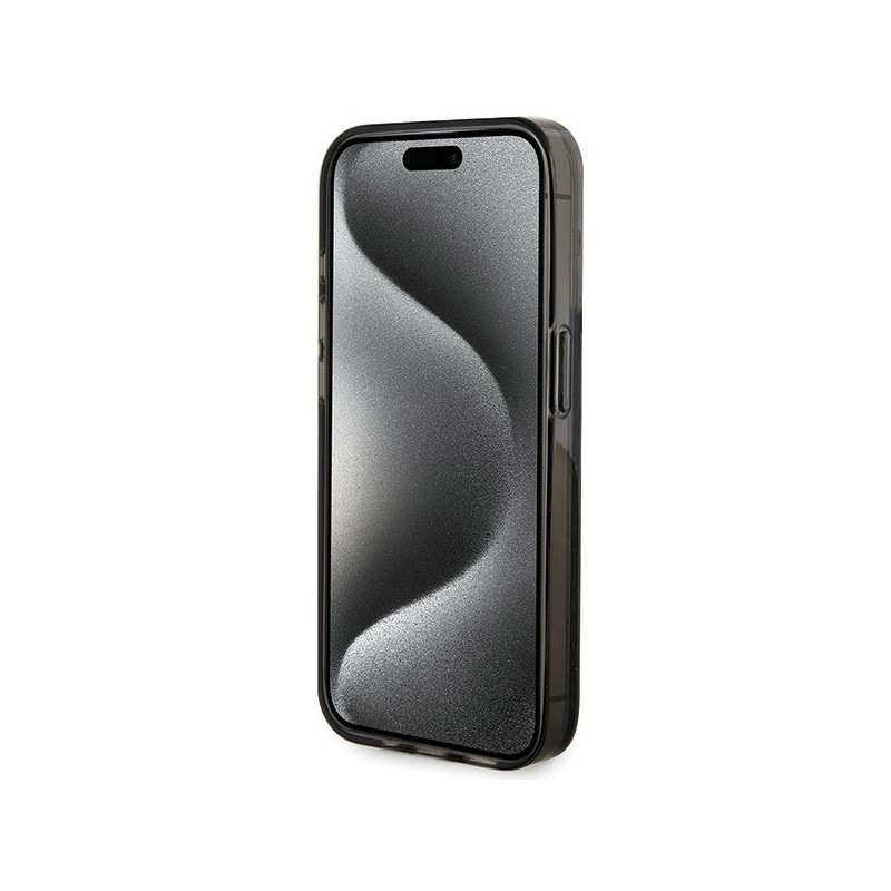 Guess Liquid Glitter Gold Stripes case for iPhone 15 Pro - black|mobilo.lv
