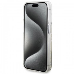 Guess Liquid Glitter Gold Stripes case for iPhone 15 Pro - transparent|mobilo.lv