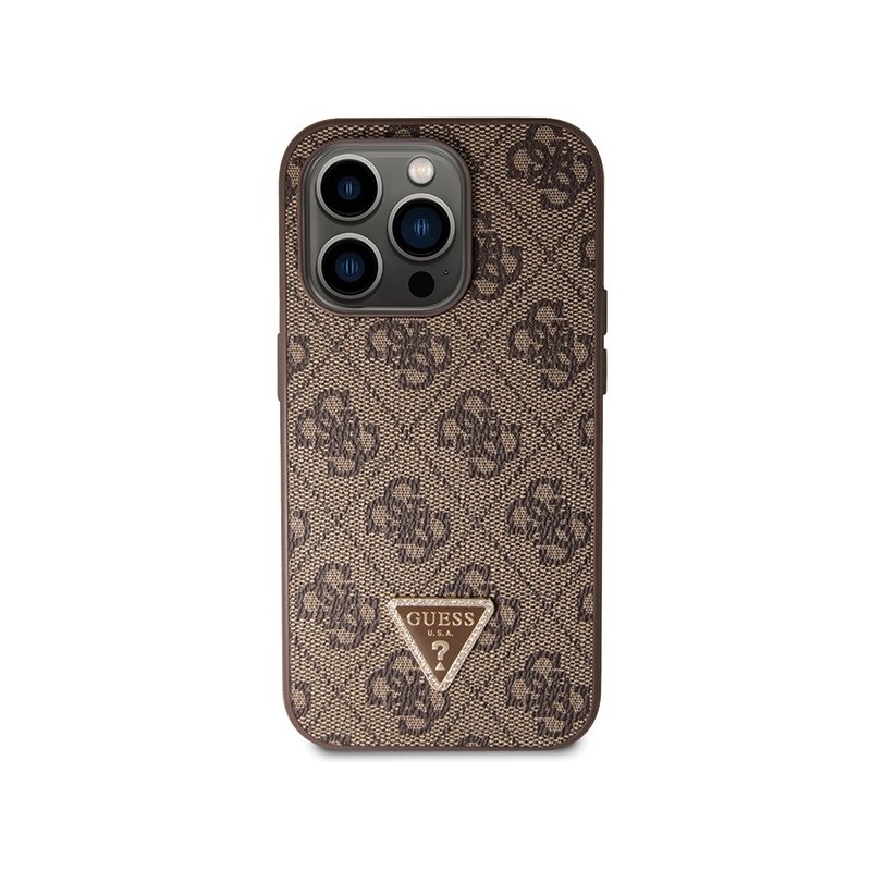 Guess GUHCP15LP4TDSCPW iPhone 15 Pro 6.1" brown/brown hardcase Crossbody 4G Metal Logo|mobilo.lv