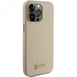 Guess Glitter Glossy Script case for iPhone 15 Pro - gold|mobilo.lv