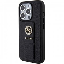 Guess Grip Stand 4G Triangle Strass case for iPhone 15 Pro - black|mobilo.lv