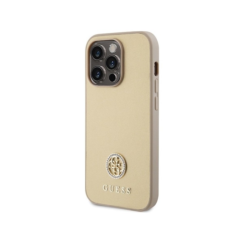 Guess GUHCP15LPS4DGPD iPhone 15 Pro 6.1" gold/gold hardcase Strass Metal Logo|mobilo.lv