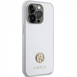 Guess Strass Metal Logo case for iPhone 15 Pro - silver|mobilo.lv