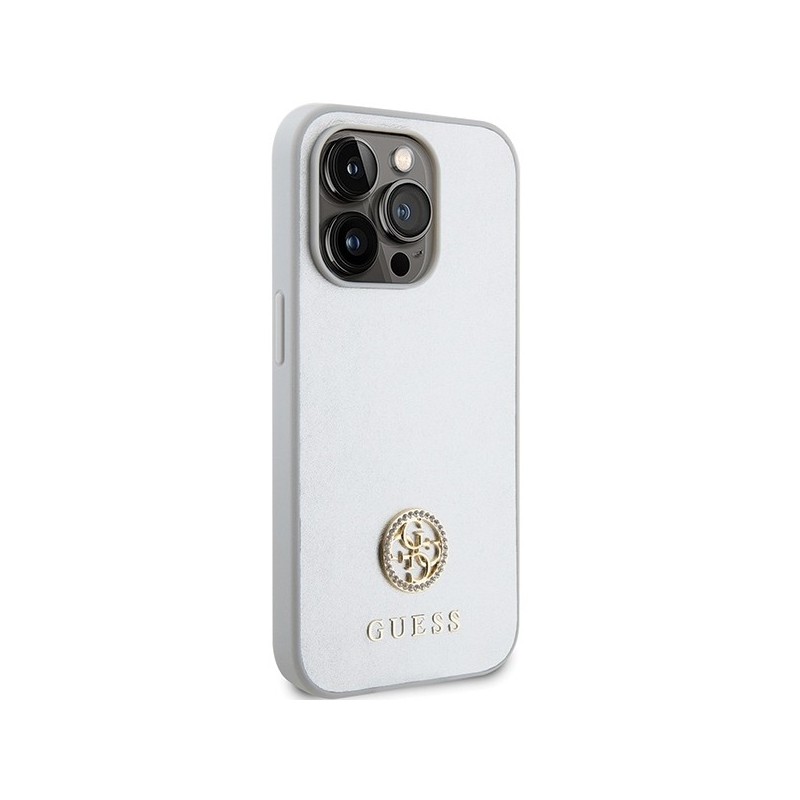 Guess Strass Metal Logo case for iPhone 15 Pro - silver|mobilo.lv