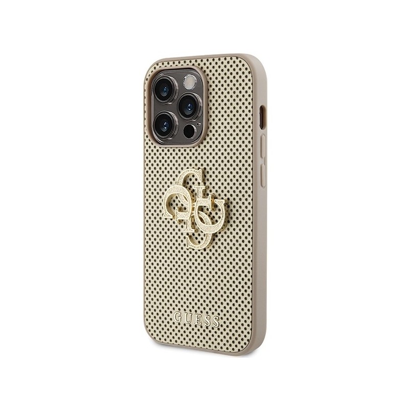 Guess Perforated 4G Glitter case for iPhone 15 Pro - gold|mobilo.lv