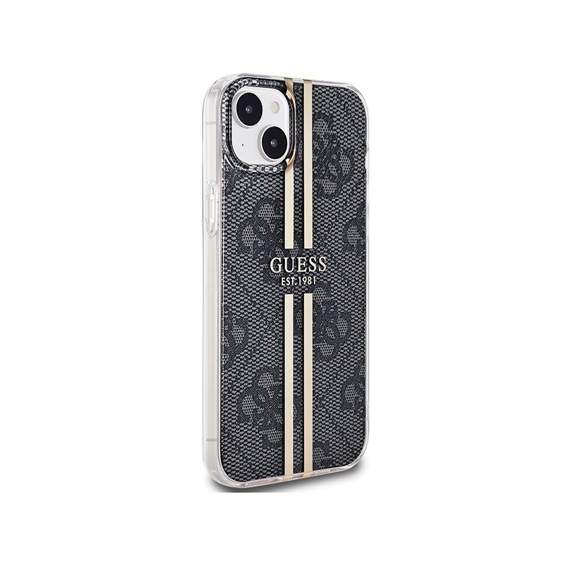 Guess IML 4G Gold Stripe case for iPhone 15 Plus / 14 Plus - black|mobilo.lv