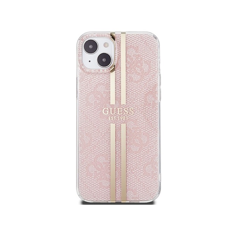 Guess IML 4G Gold Stripe case for iPhone 15 Plus / 14 Plus - pink|mobilo.lv