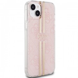 Guess IML 4G Gold Stripe case for iPhone 15 Plus / 14 Plus - pink|mobilo.lv