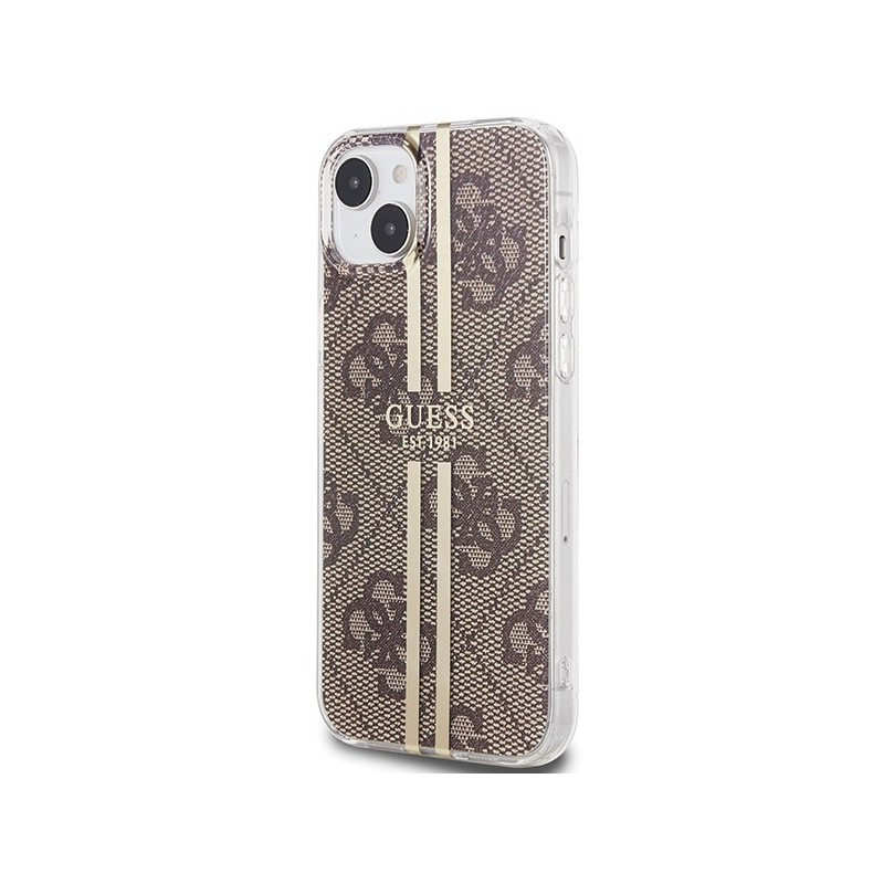 Guess IML 4G Gold Stripe case for iPhone 15 Plus / 14 Plus - brown|mobilo.lv