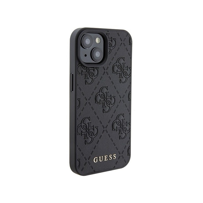 Guess Leather 4G Stamped case for iPhone 15 - black | mobilo.lv