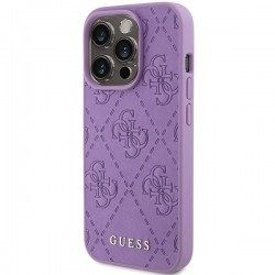 Guess Leather 4G Stamped case for iPhone 15 Pro Max - purple