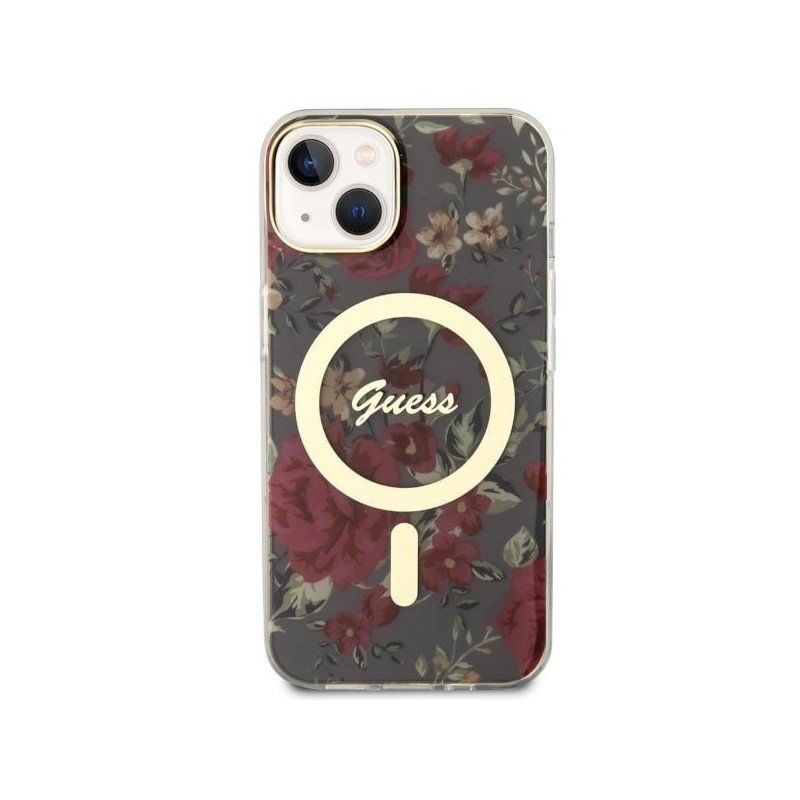 Guess Flower MagSafe case for iPhone 14 - green