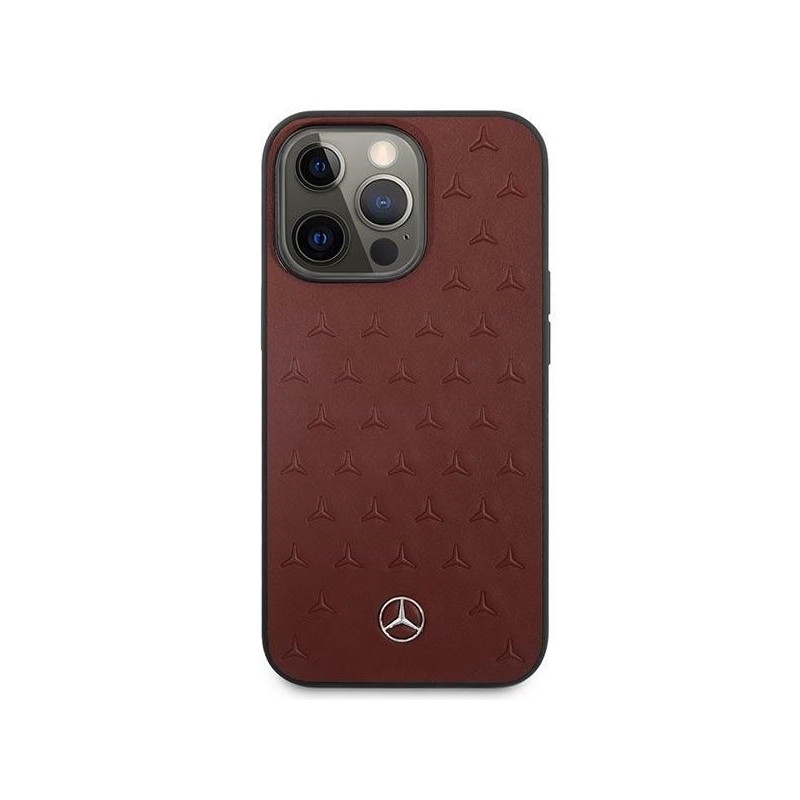 Mercedes MEHCP13LPSQRE iPhone 13 Pro / 13 6,1" czerwony/red hardcase Leather Stars Pattern | mobilo.lv