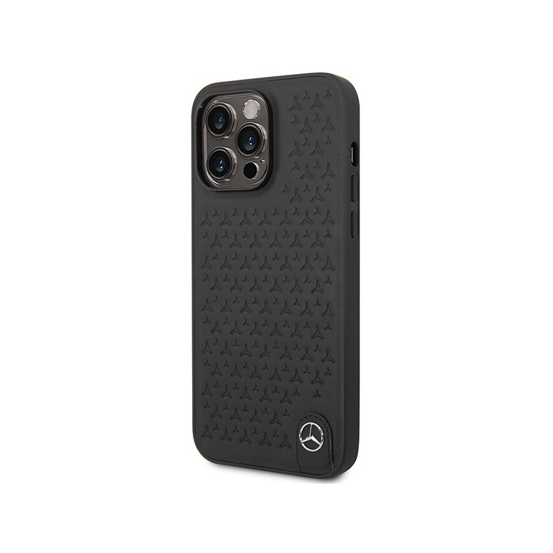 Mercedes Leather Stars Pattern case for iPhone 14 Pro Max - black | mobilo.lv