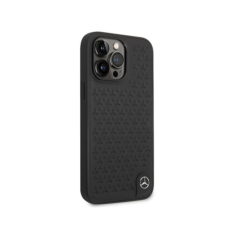 Mercedes Leather Stars Pattern case for iPhone 14 Pro Max - black | mobilo.lv