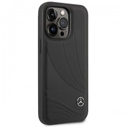 Mercedes Leather Wave Pattern case for iPhone 14 Pro Max - black | mobilo.lv