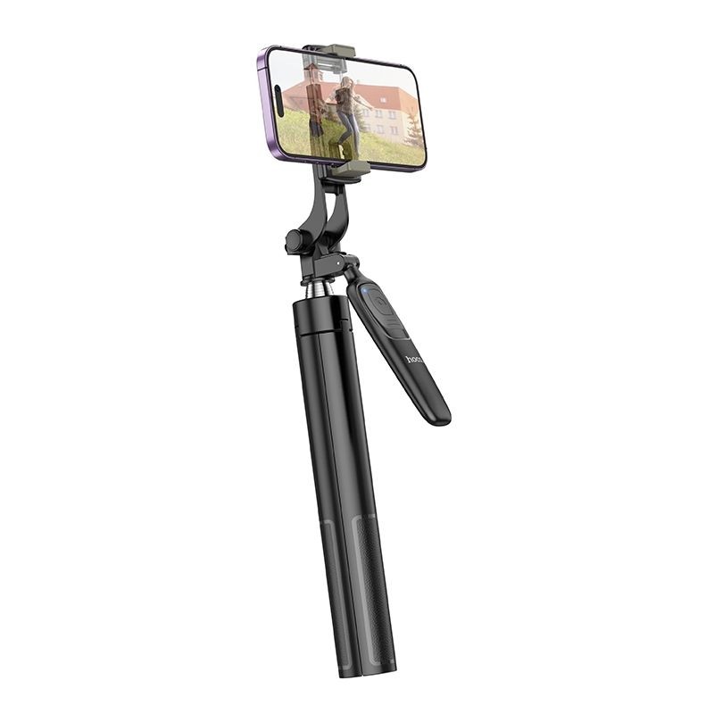 Universal selfie stick with bluetooth remote control tripod K19 Melns