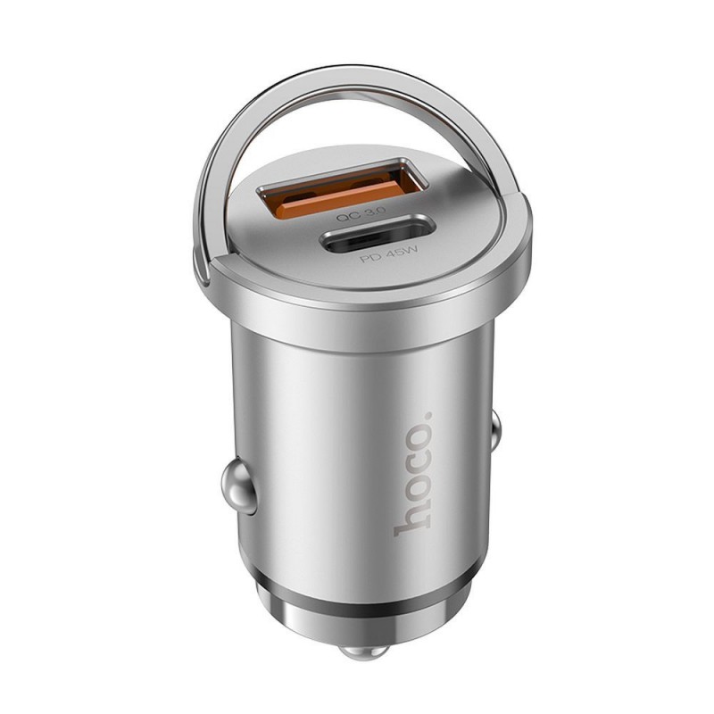 Universal car charger USB A + Type C PD QC3.0 4A 45W NZ10 Sudrabs | mobilo.lv