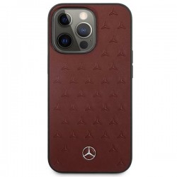 Mercedes MEHCP13LPSQRE iPhone 13 Pro / 13 6,1" czerwony/red hardcase Leather Stars Pattern | mobilo.lv