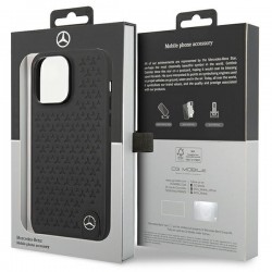 Mercedes Leather Stars Pattern case for iPhone 14 Pro Max - black|mobilo.lv