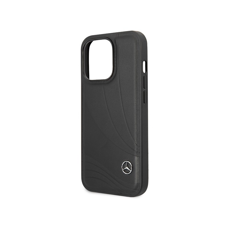 Mercedes Leather Wave Pattern case for iPhone 14 Pro Max - black|mobilo.lv