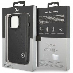 Mercedes Leather Wave Pattern case for iPhone 14 Pro Max - black | mobilo.lv