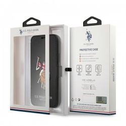 US Polo USFLBKP12SPUGFLBK iPhone 12 mini 5,4" czarny/black book Polo Embroidery Collection | mobilo.lv