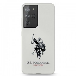 US Polo USHCS21LSLHRWH S21 Ultra G998 biały/white Silicone Logo | mobilo.lv