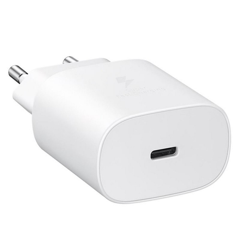 Universal travel wall charger 25W USB Type C + USB Cable Type C 1M Balts