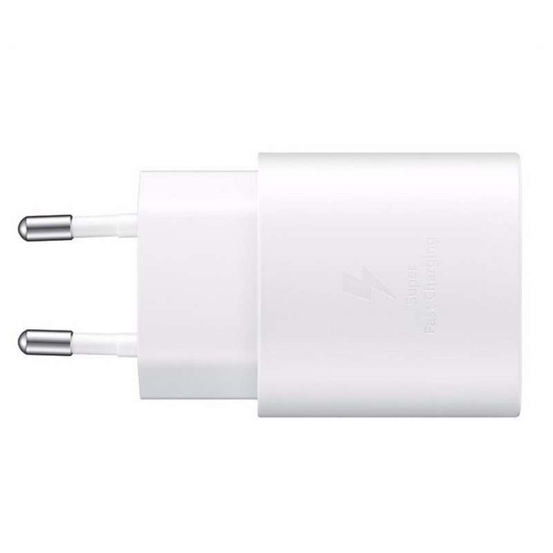 Universal travel wall charger 25W USB Type C + USB Cable Type C 1M Balts