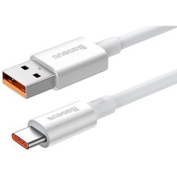 Universal cable USB A to Typ C PD 6A 100W 2 m Balts|mobilo.lv