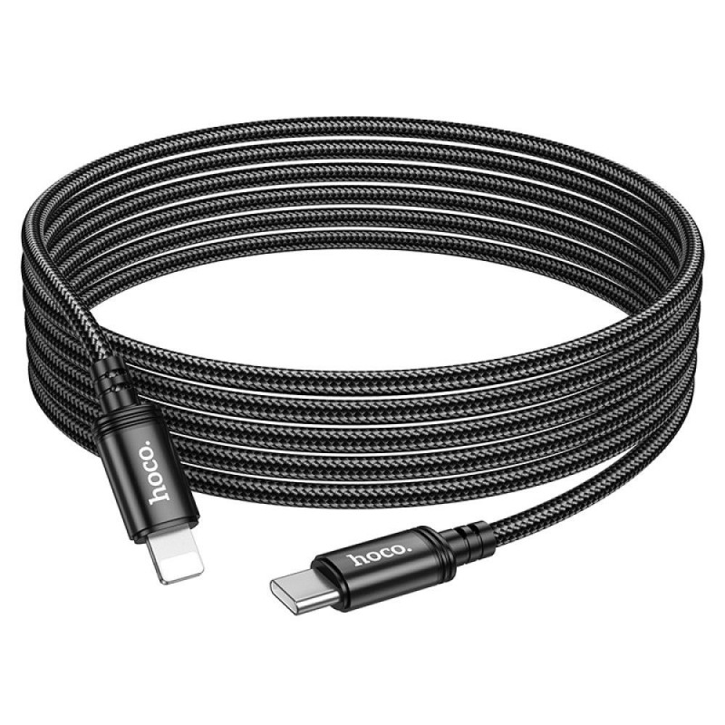 Universal cable Type C to Lightning PD 20W X91 3m Melns | mobilo.lv