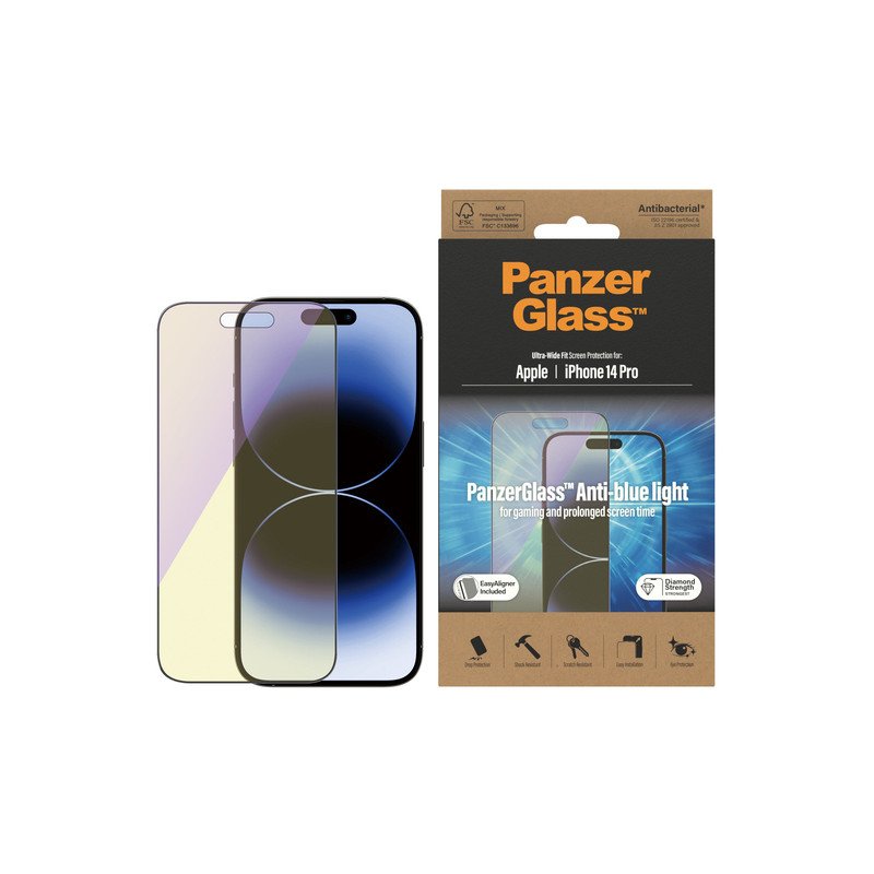 Viedtālruņa aizsargstikls Apple iPhone 14 Pro PanzerGlass Ultra-Wide Fit, Anti-Bluelight