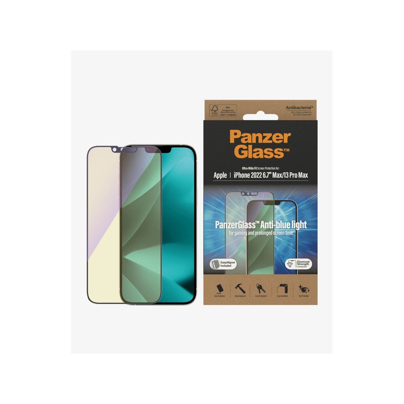 Viedtālruņa aizsargstikls Apple iPhone 14 Plus PanzerGlass Ultra-Wide Fit, Anti-Bluelight