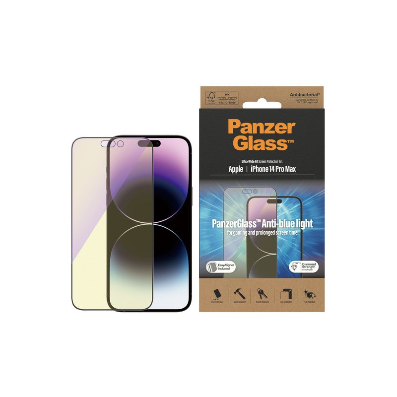 Viedtālruņa aizsargstikls Apple iPhone 14 Pro Max PanzerGlass Ultra-Wide Fit, Anti-Bluelight