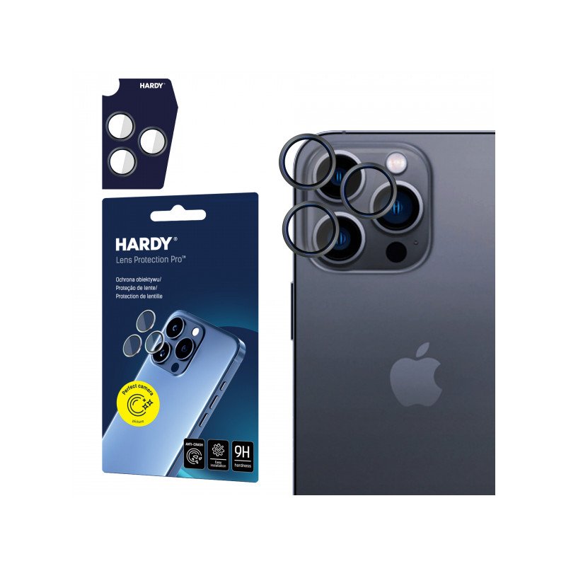 Viedtālruņa kameras aizsargstikls Apple iPhone 15 Pro Hardy Lens Black