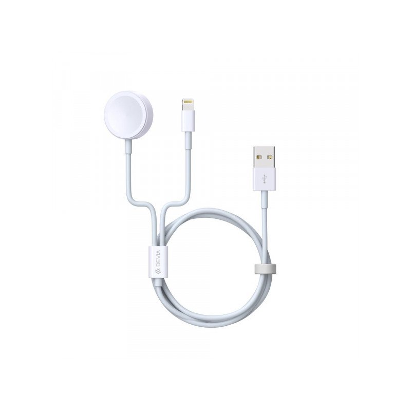 Viedpulksteņa lādētājs Apple Smart 2in1 USB-A to Lightning / Inductive charger for Apple Watch White