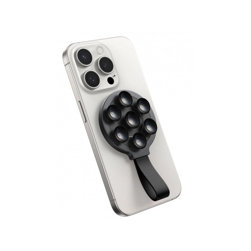 Pašportretu kāts/statīvs Magnetic phone holder with suction cups Black
