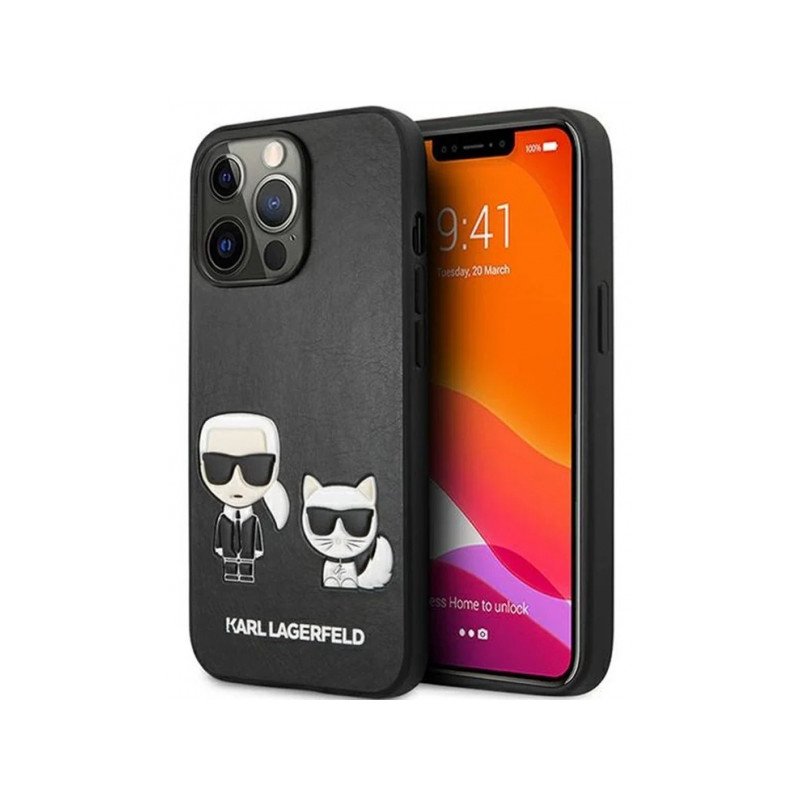 Viedtālruņa aizmugurējais vāciņš Apple iPhone 13 Pro Ikonik Karl and Choupette Black