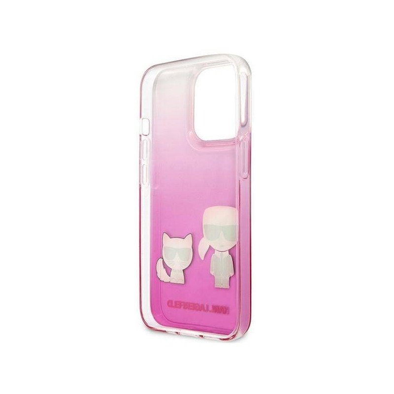 Viedtālruņa aizmugurējais vāciņš Apple iPhone 13 Pro Ikonik Karl and Choupette KLHCP13LCKTRP Pink, Transparent, With Design