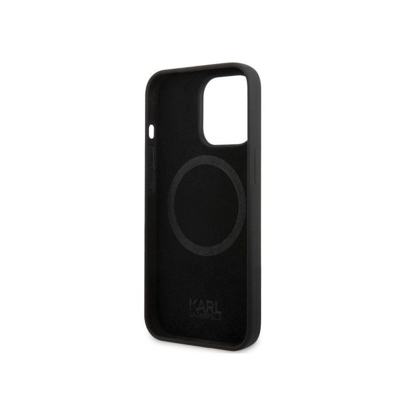 Viedtālruņa aizmugurējais vāciņš Apple iPhone 13 Pro Max Magnetic Liquid Silicone Black, With Design