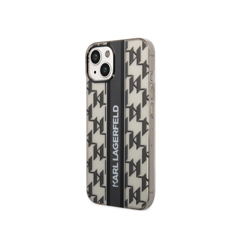 Viedtālruņa aizmugurējais vāciņš Apple iPhone 14 Plus Monogram Vertical Stripe Black, With Text